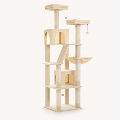 Neko Taiga – Arbre à chat XXL multi-niveaux – Modèle E – Beige – photo principale