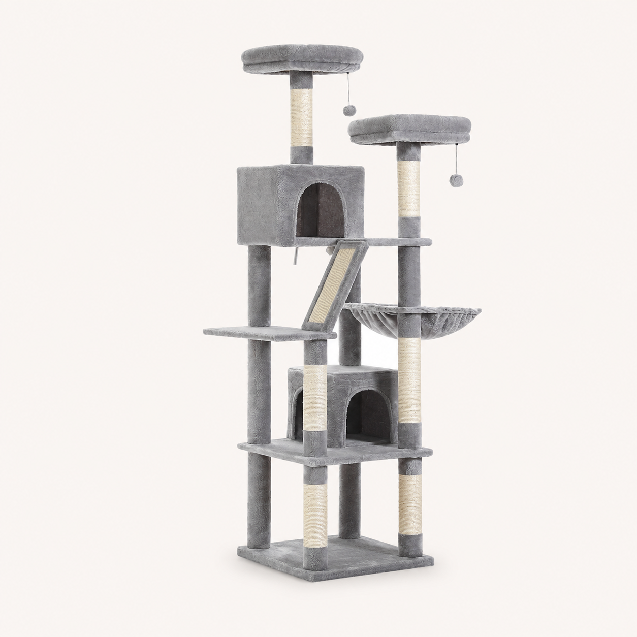 Neko Taiga – Arbre à chat XXL multi-niveaux – Modèle E – Gris – photo principale