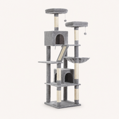 Neko Taiga – Arbre à chat XXL multi-niveaux – Modèle E – Gris – photo principale