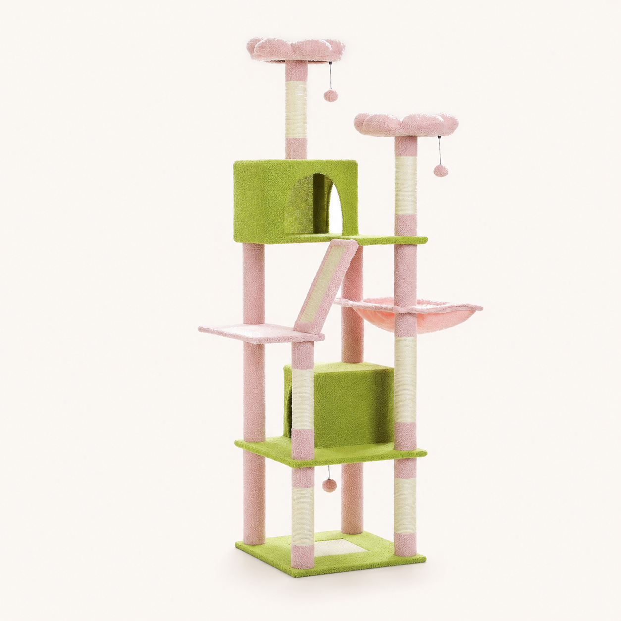 Neko Taiga – Arbre à chat XXL multi-niveaux – Modèle E – Rose – photo principale