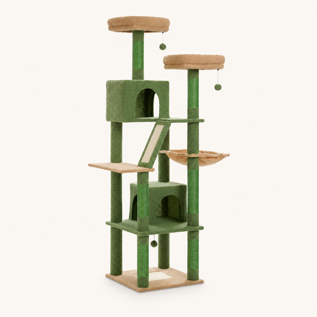 Neko Taiga – Arbre à chat XXL multi-niveaux – Modèle E – Vert – photo principale