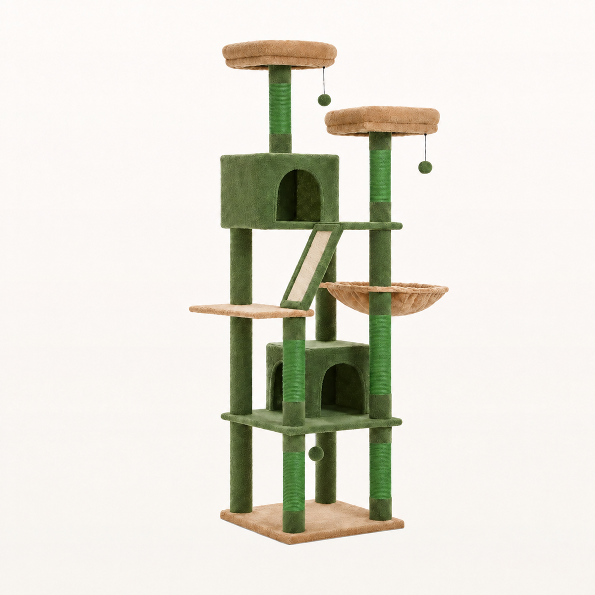 Neko Taiga – Arbre à chat XXL modèle E – 180 cm — Vert / France — vue harmonisée