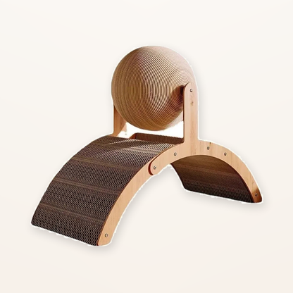 Neko Tama – Griffoir boule 2-en-1 en bois – Bois brun – photo principale