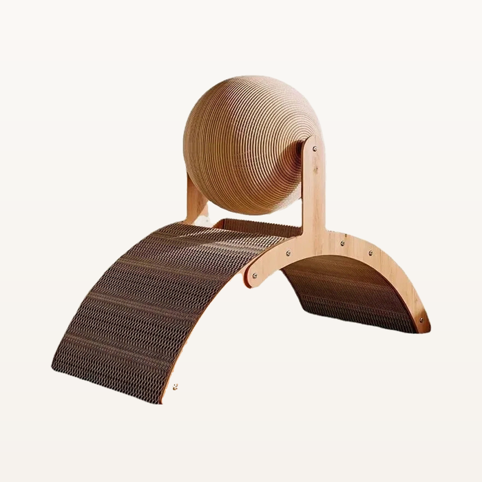 Neko Tama – Griffoir boule 2-en-1 en bois – Bois brun – photo principale