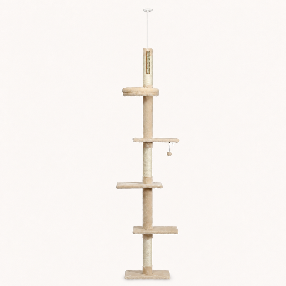 Neko Tenjo beige – cinq niveaux avec base et fixation sol-plafond