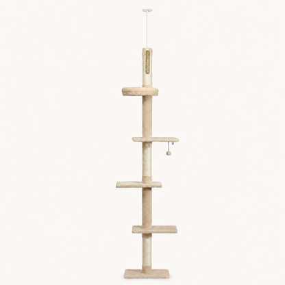 Neko Tenjo beige – cinq niveaux avec base et fixation sol-plafond