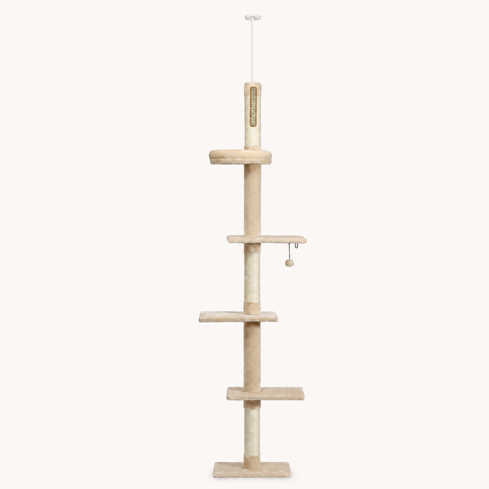 Neko Tenjo beige – cinq niveaux avec base et fixation sol-plafond