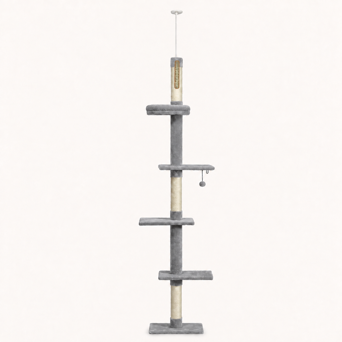 Neko Tenjo – Arbre à chat sol-plafond – 243 à 273 cm — gris, cinq niveaux base comprise