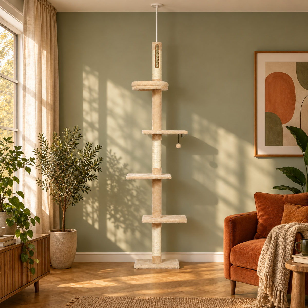 Neko Tenjo – Arbre à chat sol-plafond – 243 à 273 cm — mise en situation