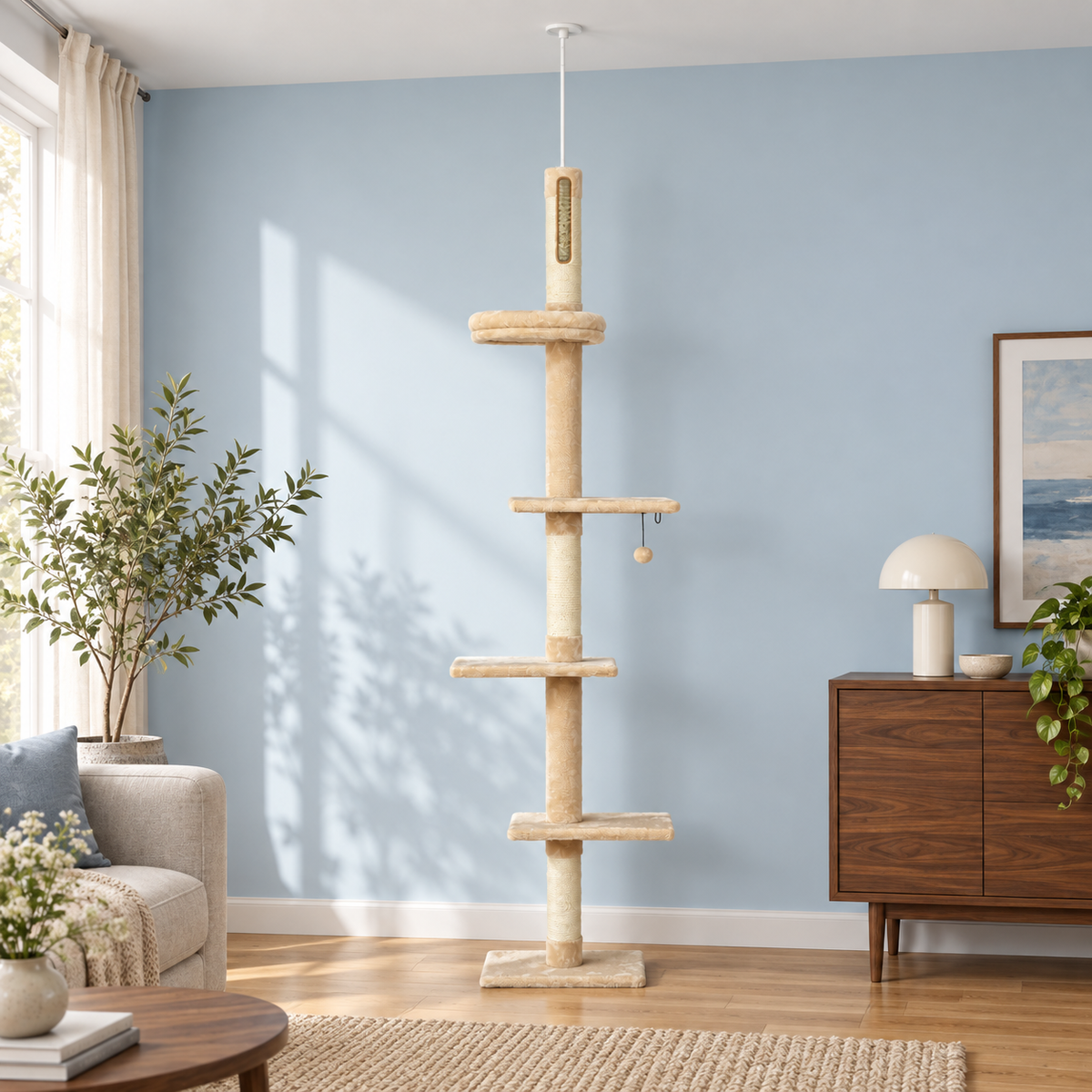Neko Tenjo – Arbre à chat sol-plafond – 243 à 273 cm — mise en situation