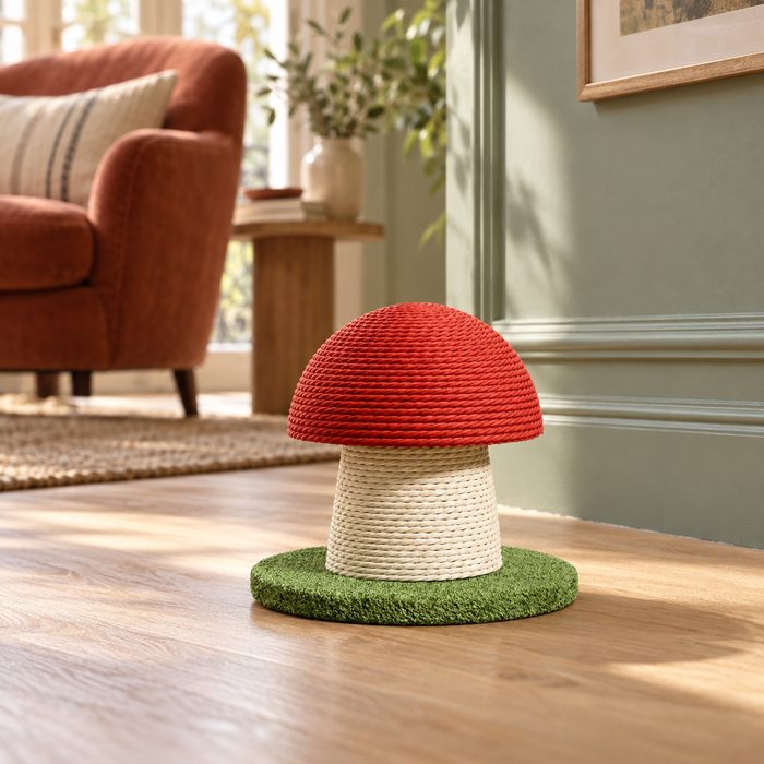 Neko Kinoko – Griffoir champignon en sisal – S, 18 cm — mise en situation