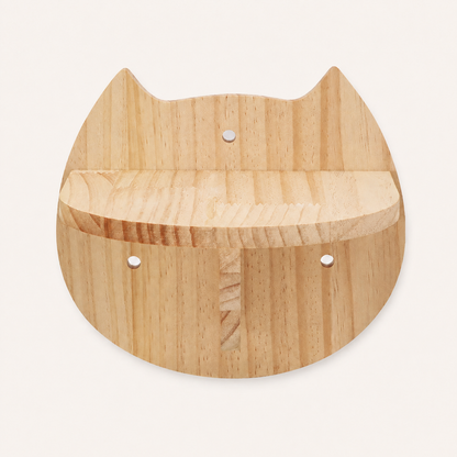 Neko Tsubasa – Étagère sourire en pin massif sur fond beige