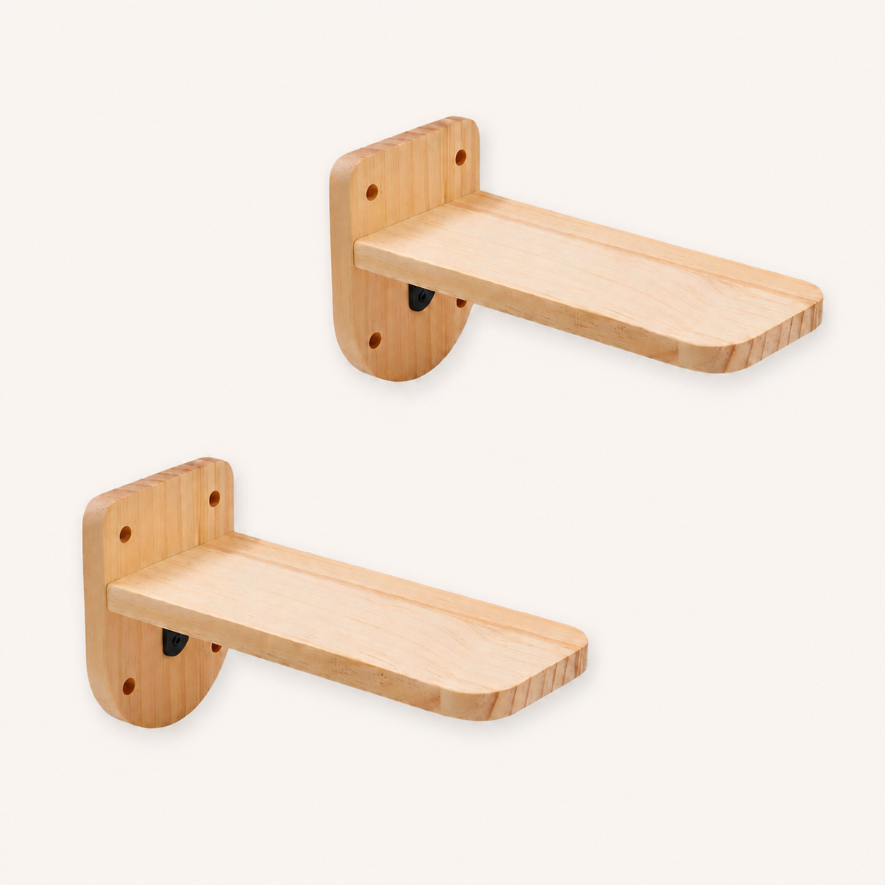 Neko Tsubasa – Lot de deux perchoirs muraux en pin massif sur fond beige