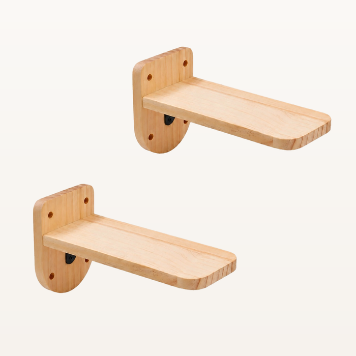 Neko Tsubasa – Lot de deux perchoirs muraux en pin massif sur fond beige