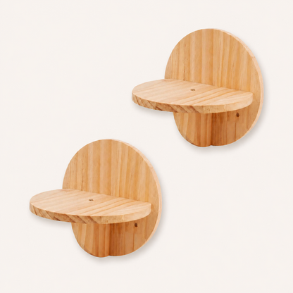 Neko Tsubasa – Lot de deux perchoirs ronds en pin massif sur fond beige