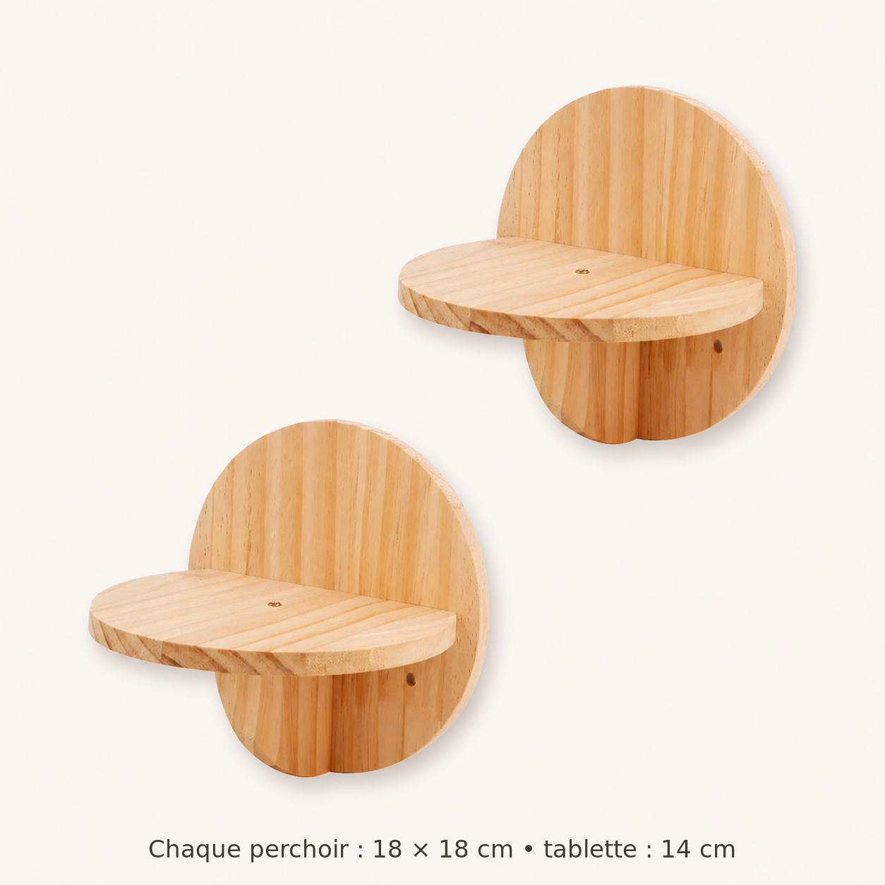 Neko Tsubasa – Lot de 2 perchoirs ronds – dimensions françaises sur fond beige