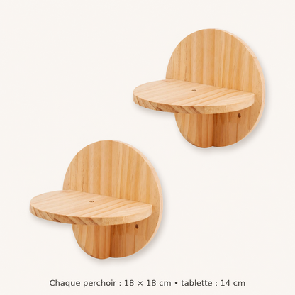 Neko Tsubasa – Lot de 2 perchoirs ronds – dimensions françaises sur fond beige