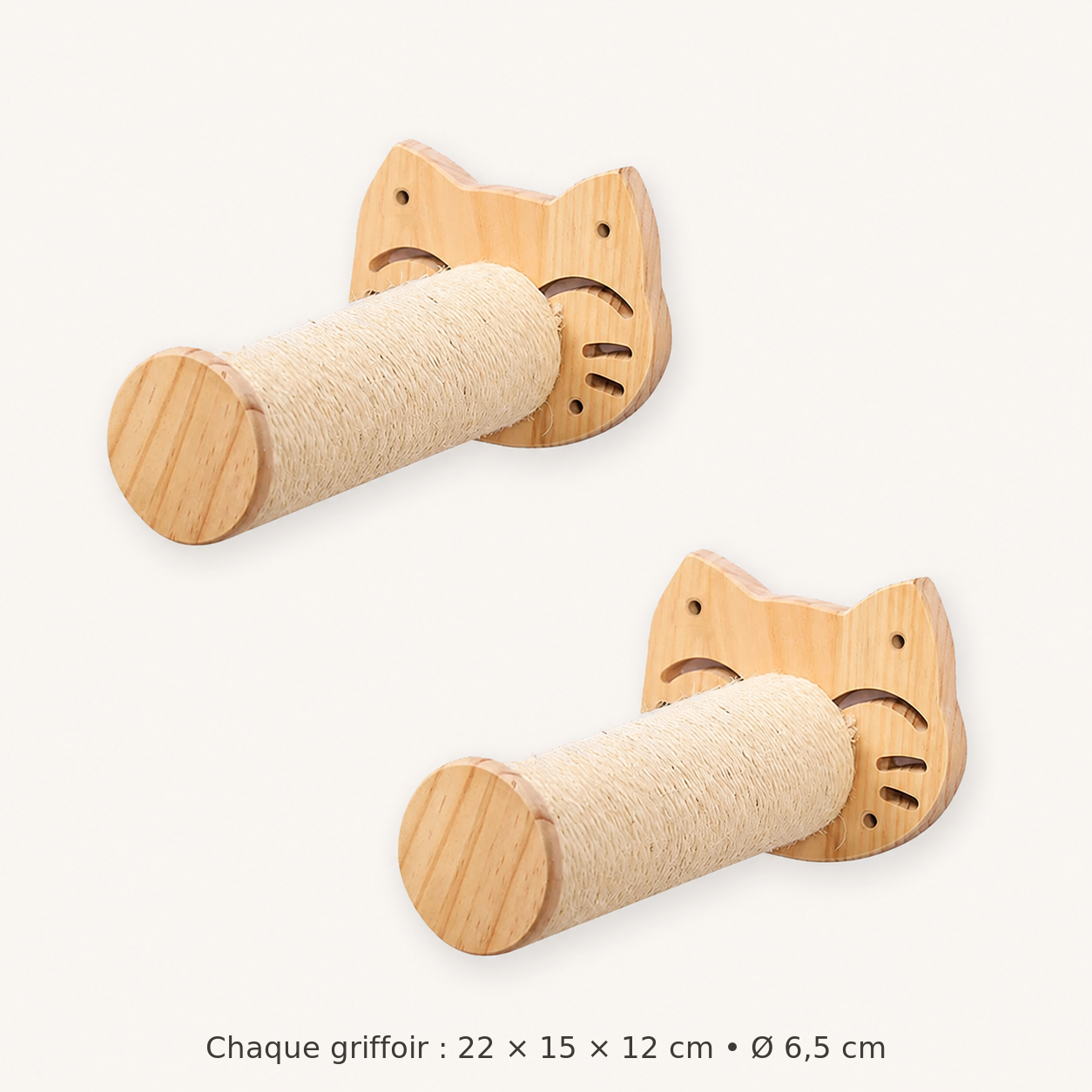 Neko Tsubasa – Lot de 2 perchoirs sourire – dimensions françaises sur fond beige