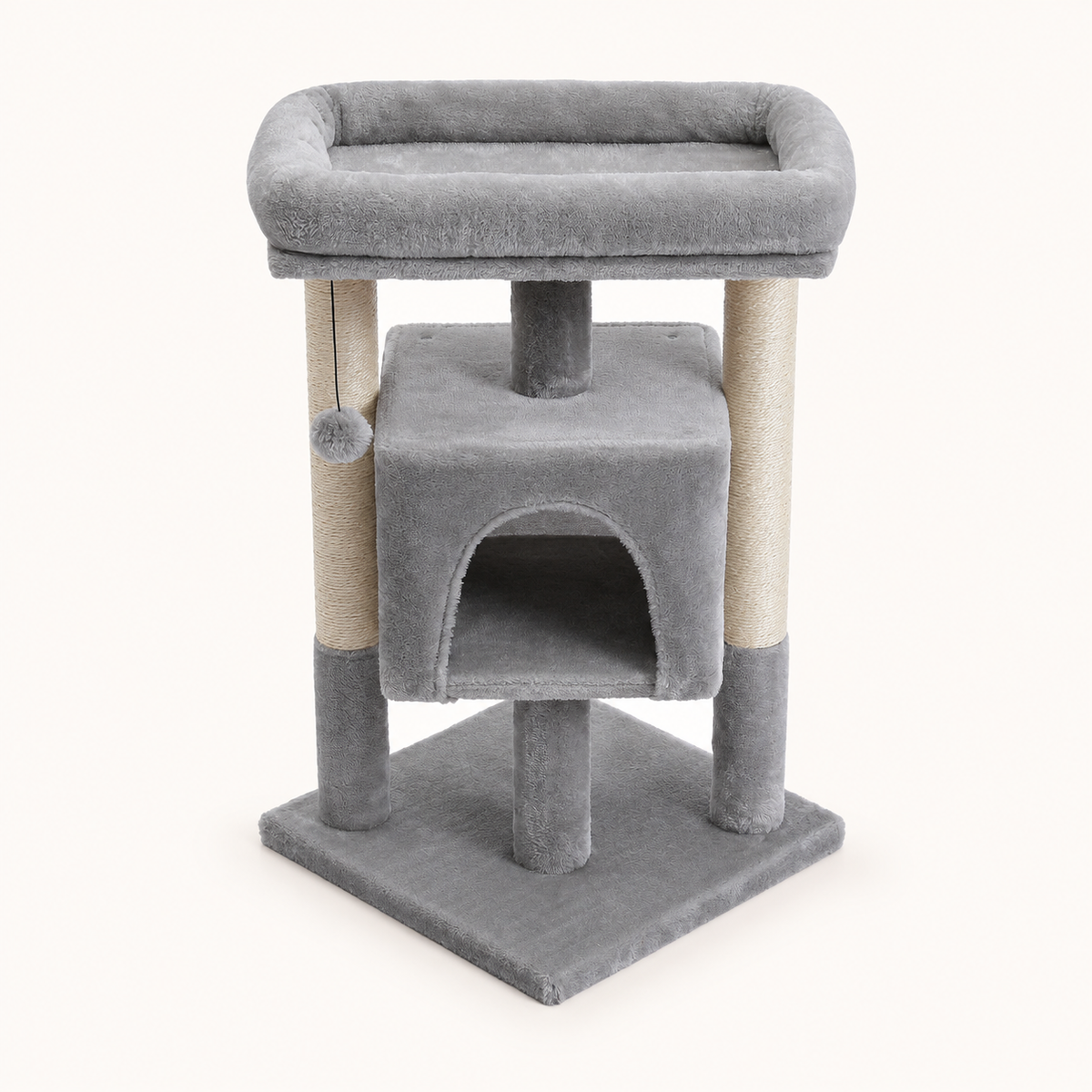 Neko Yume – Arbre à chat compact avec double perchoir – Modèle C – Gris – photo principale