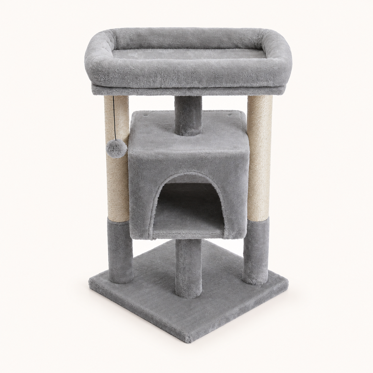 Neko Yume – Arbre à chat compact avec double perchoir – Modèle C – Gris – photo principale