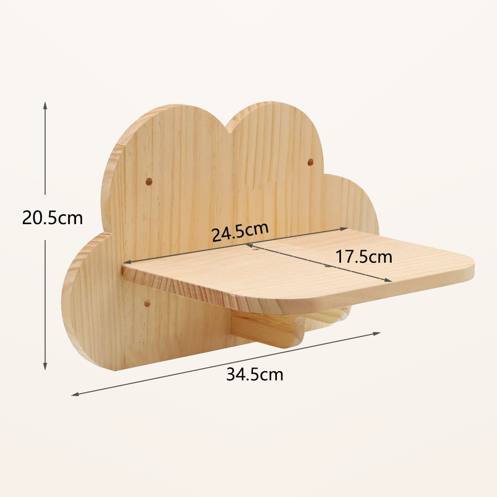 Neko Kumo – Parcours mural modulable pour chat – Plateforme nuage – fond beige avec dimensions
