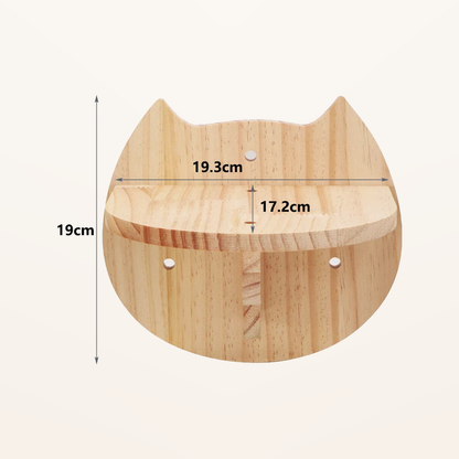 Neko Kumo – Parcours mural modulable pour chat – Plateforme tête de chat – fond beige avec dimensions